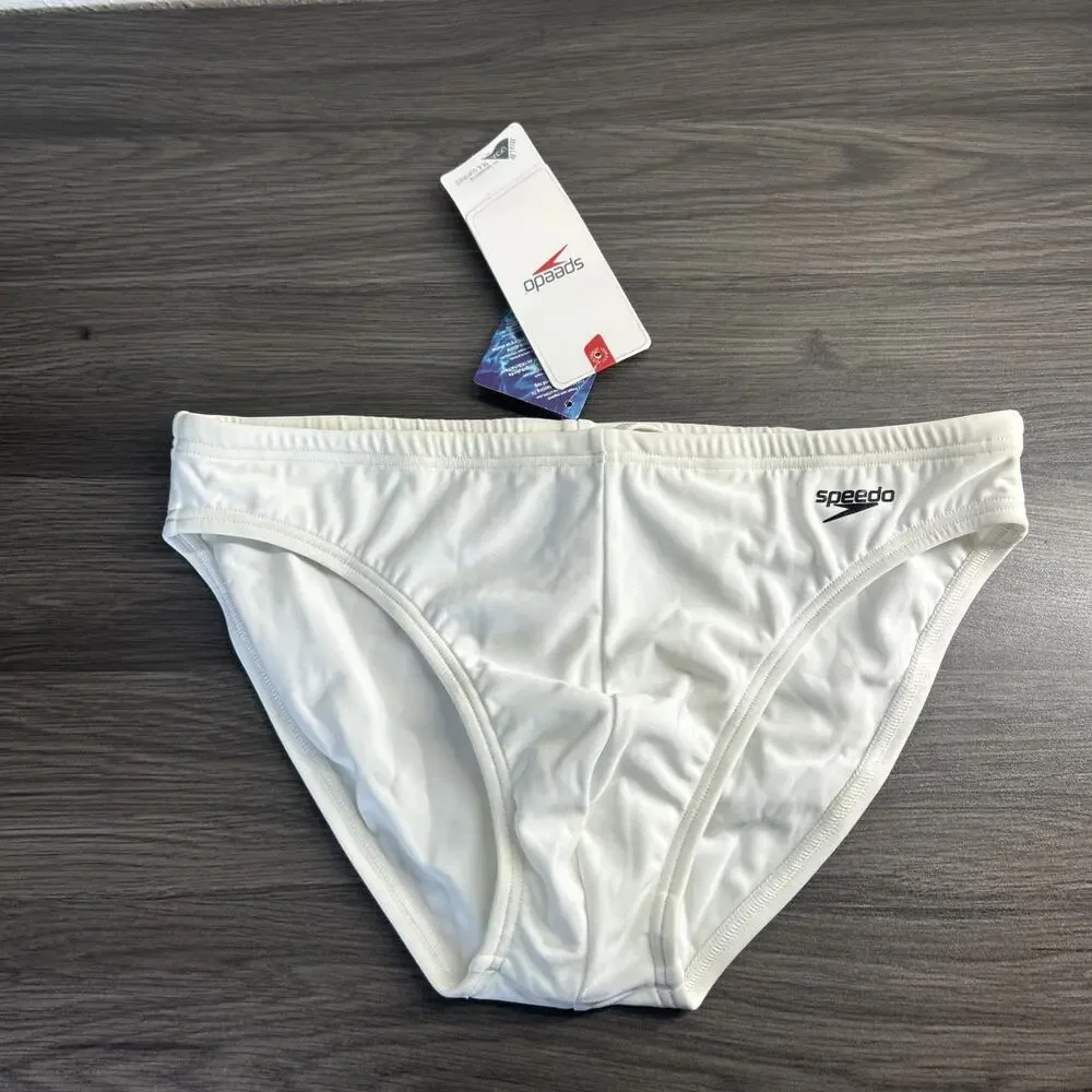 Speedo Men’s Swim Brief Size 34 White NWT New Old Stock Racing Swimsuit READ